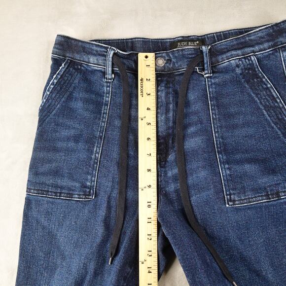Judy Blue Jogger Jeans Womens 15/32 (33x30) Blue Denim Drawstring High Rise - Picture 10 of 11